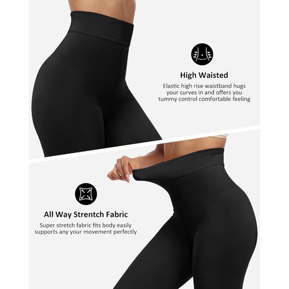 Winter Warm Fleece Lined Black Leggings Women Thick Thermal Velvet Tights Wear - Picture 4 of 6